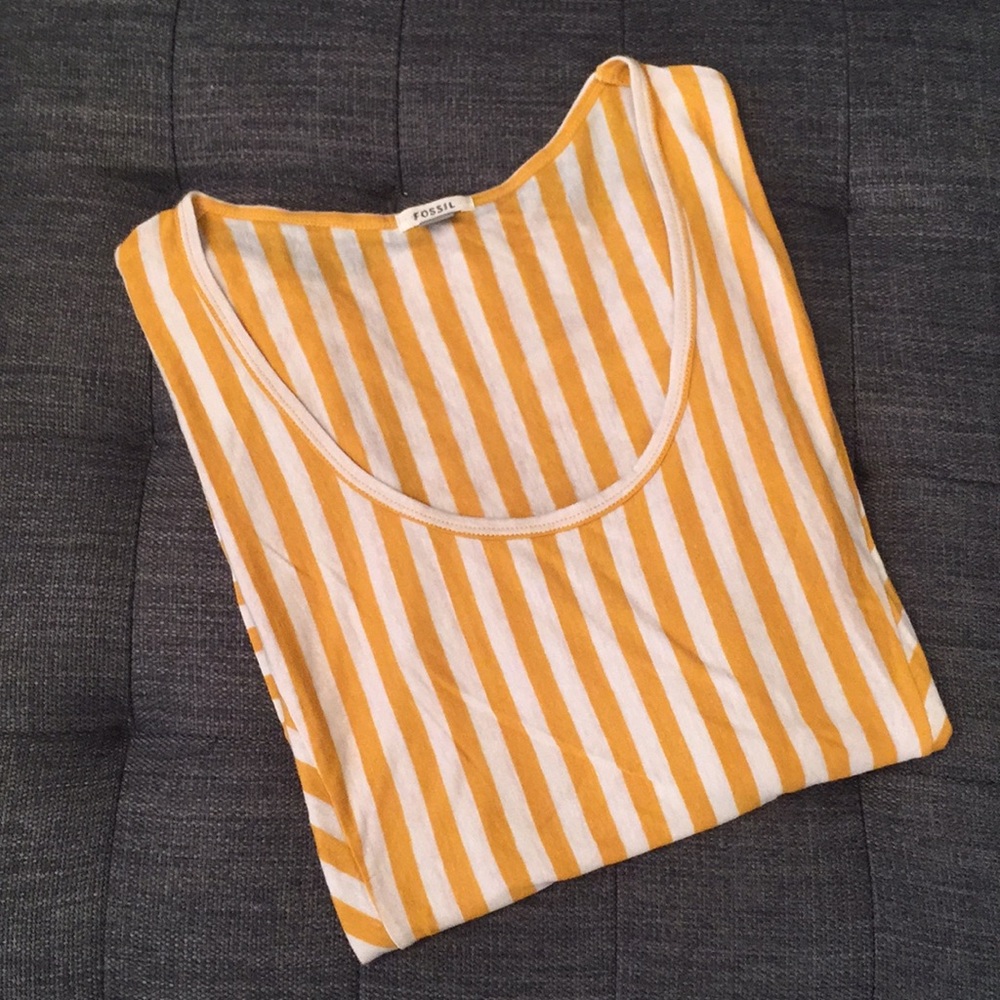 {Fossil} Yellow and White Striped Shirt